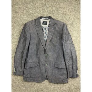 TailorByrd Blazer Mens 40R Gray 100% Linen Two Button Sport Coat Jacket